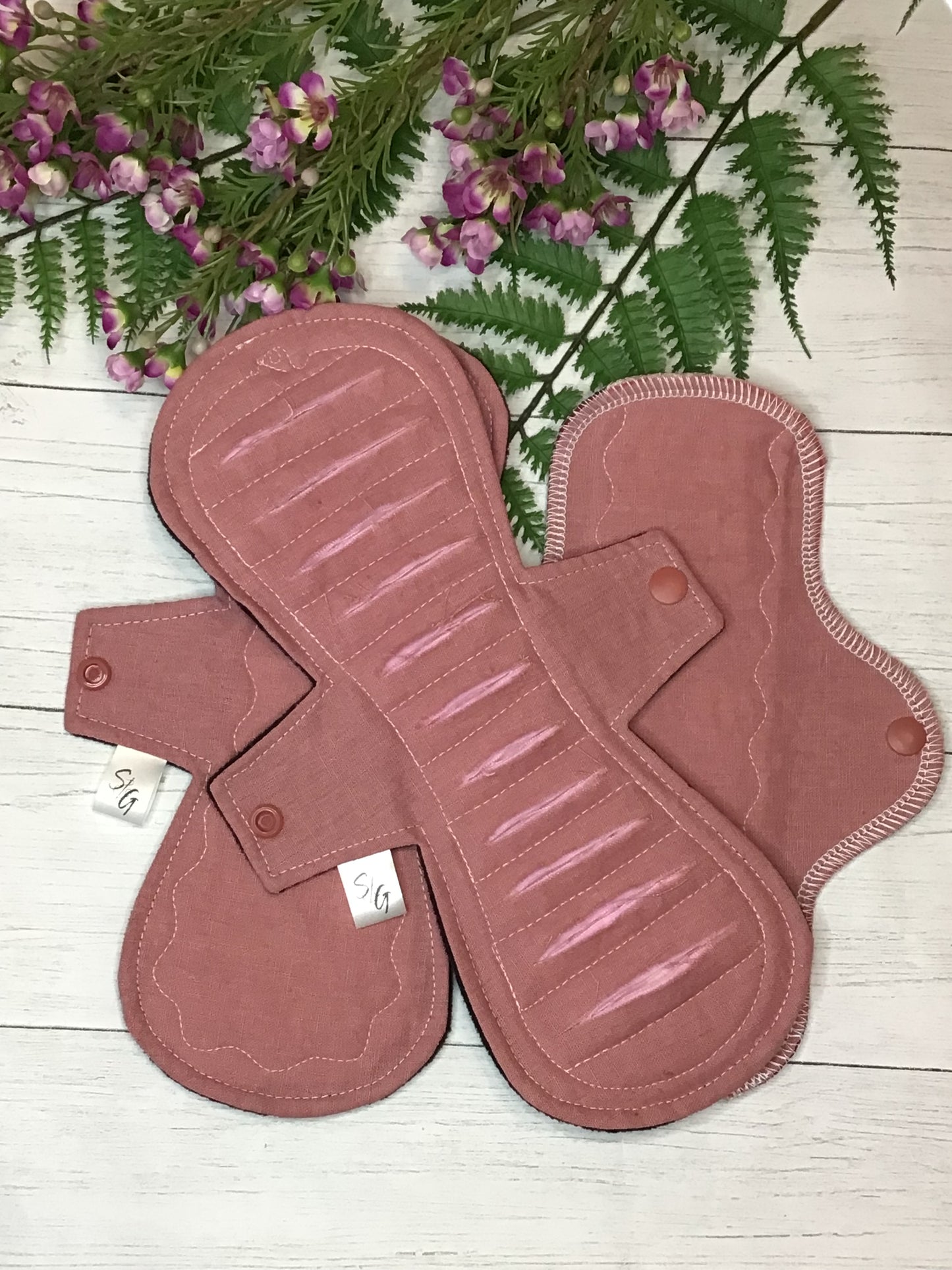 Dusty Pink Organic Linen gusher pads- customize (made to order)