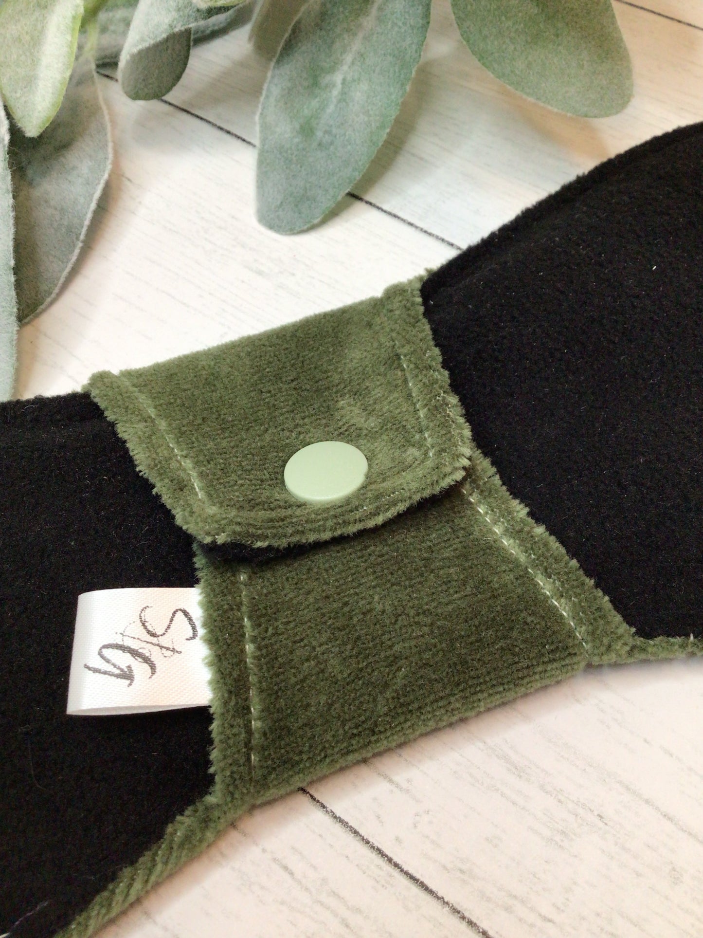 Olive cotton velour cloth pads (made to order)