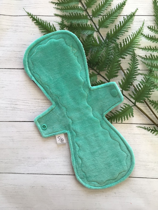 Mermaid green cotton velour cloth pads (made to order)