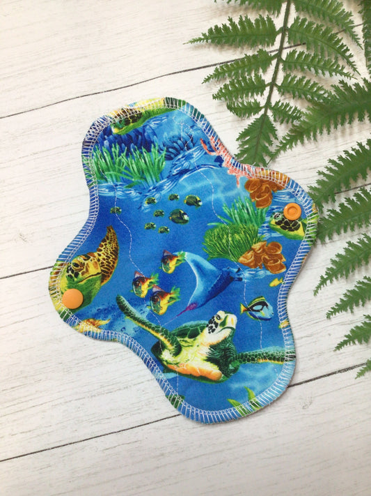 Sea creatures cotton print wrap wing cloth pads (Made to order)