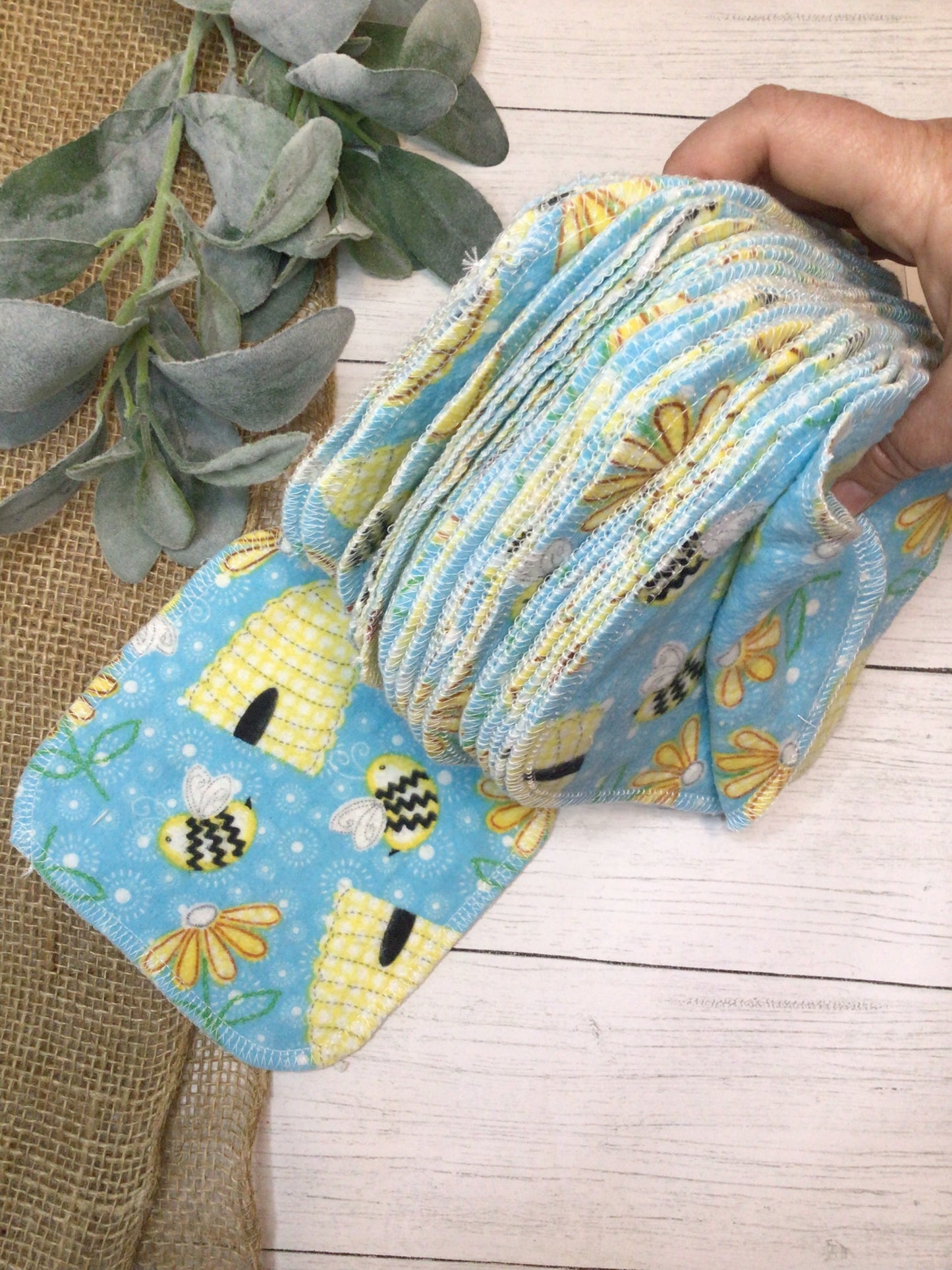 6x6” 2 ply flannel wipes