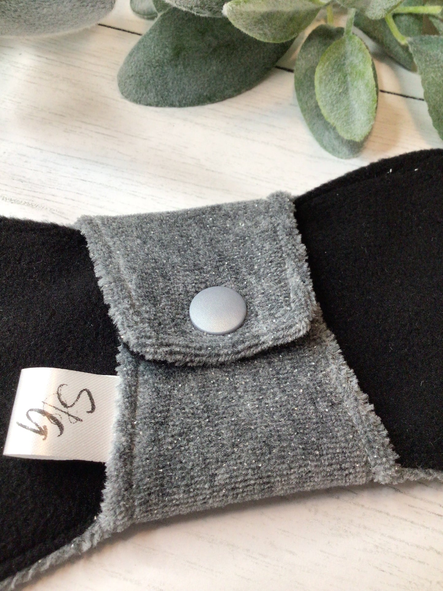 Gray sparkle cotton velour cloth pads (made to order)