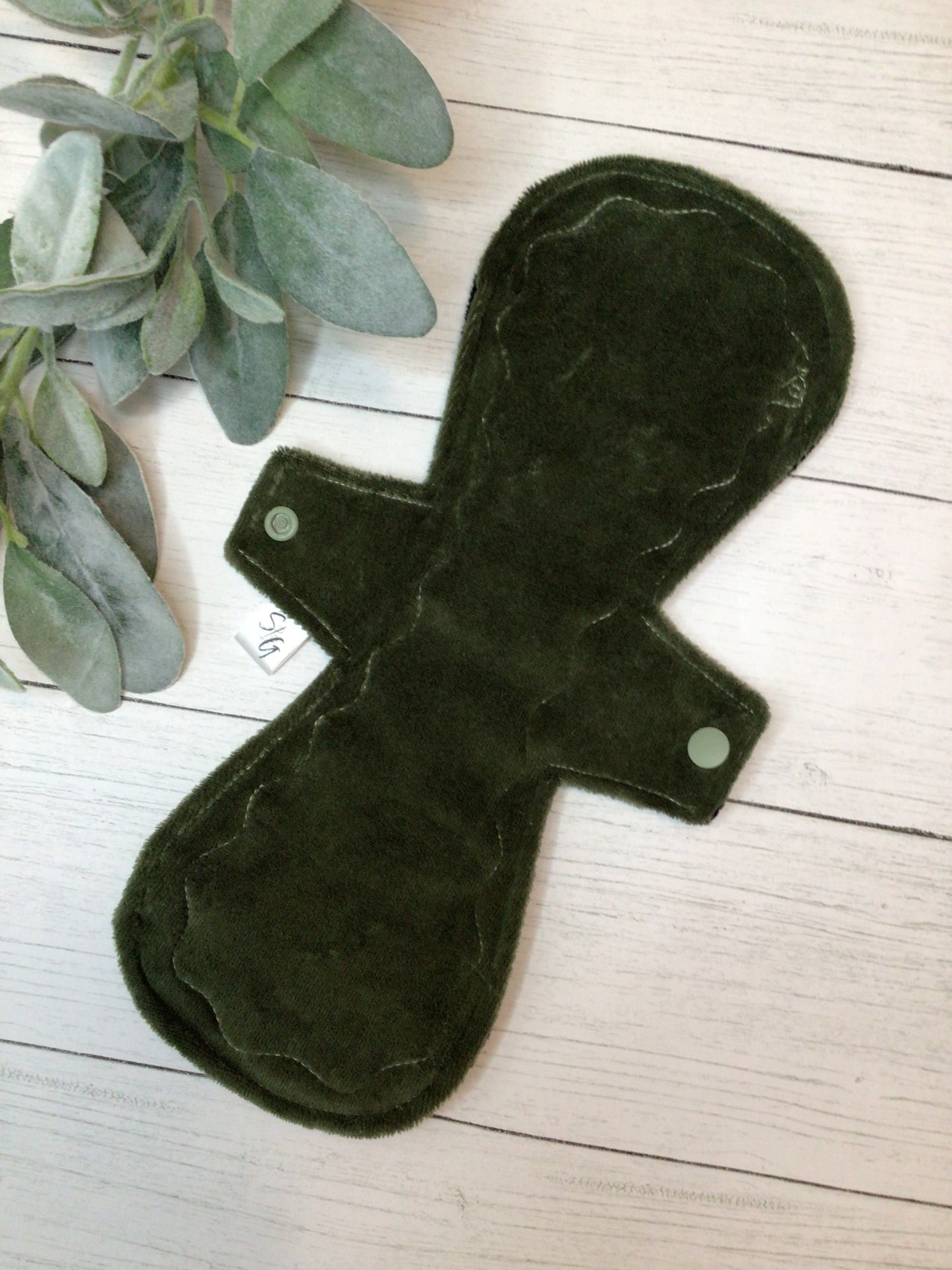 Olive cotton velour cloth pads (made to order)