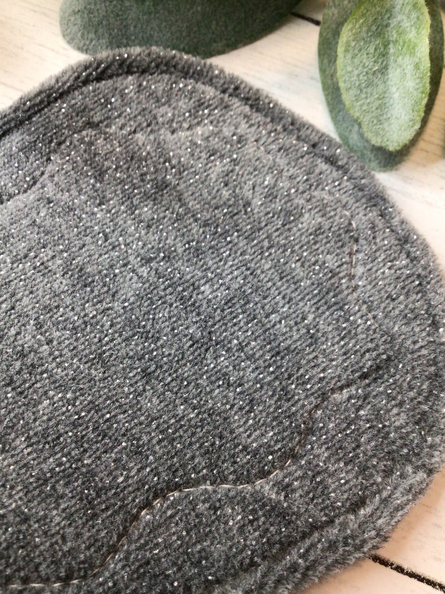 Gray sparkle cotton velour cloth pads (made to order)