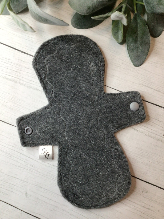 Gray sparkle cotton velour cloth pads (made to order)