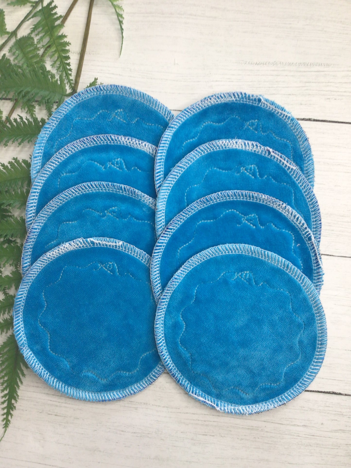 Turquoise Cotton velour nursing pads (Trim design)