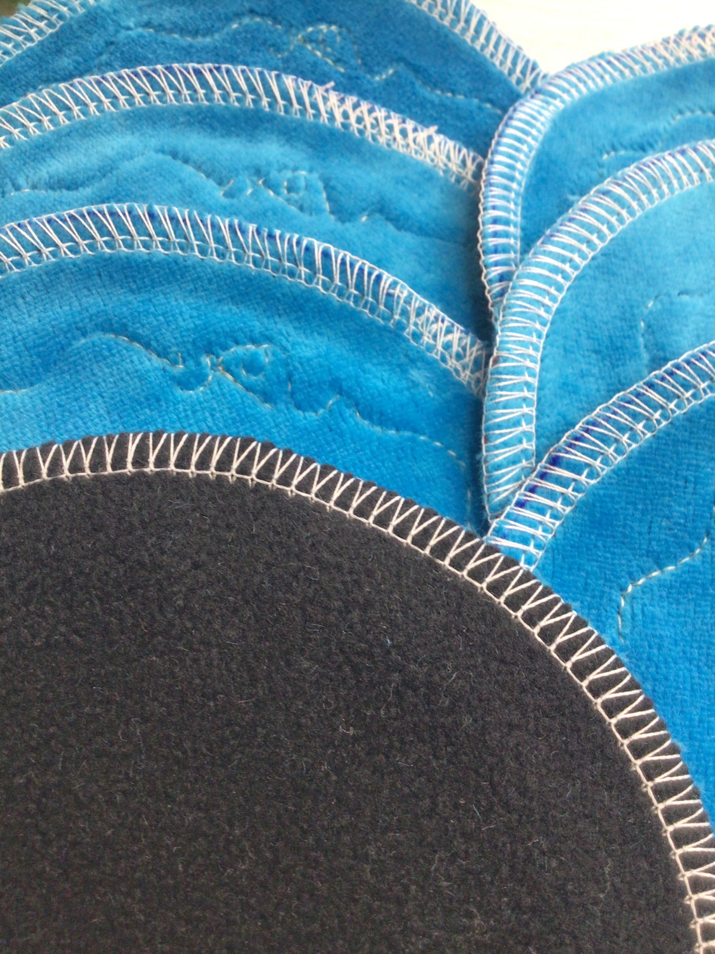 Turquoise Cotton velour nursing pads (Trim design)