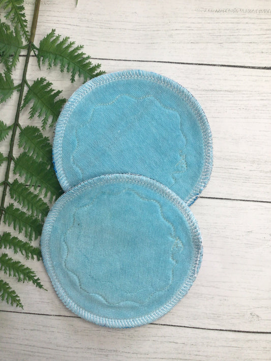 Light blue Cotton velour nursing pads (Trim design)