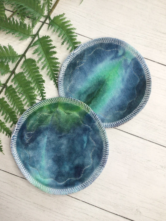 *LIMITED ice dyed bamboo velour nursing pads (Trim design)