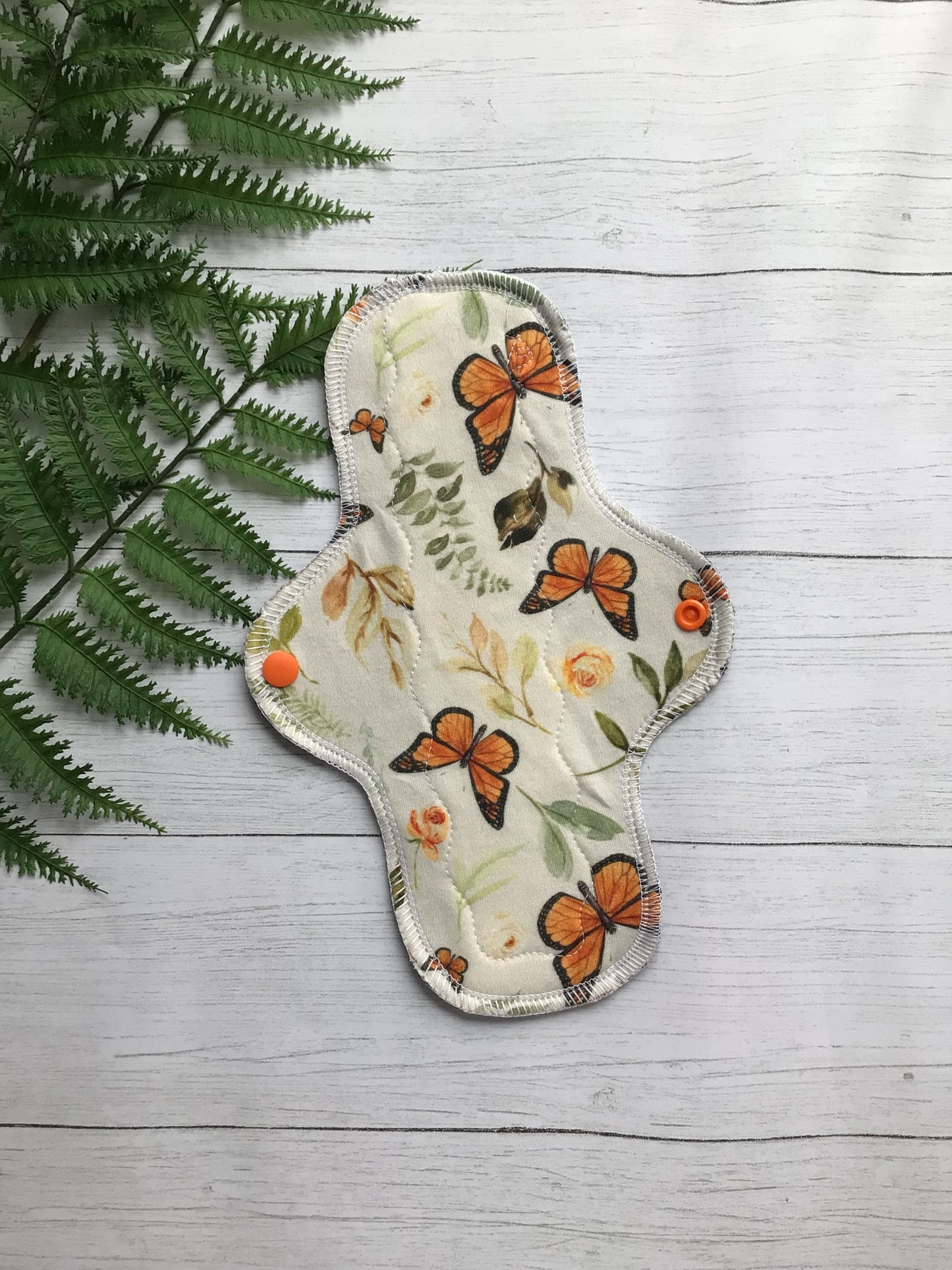 Organic cotton cloth pads (made to order) Monarch Pearl *Wrap wing pad shape