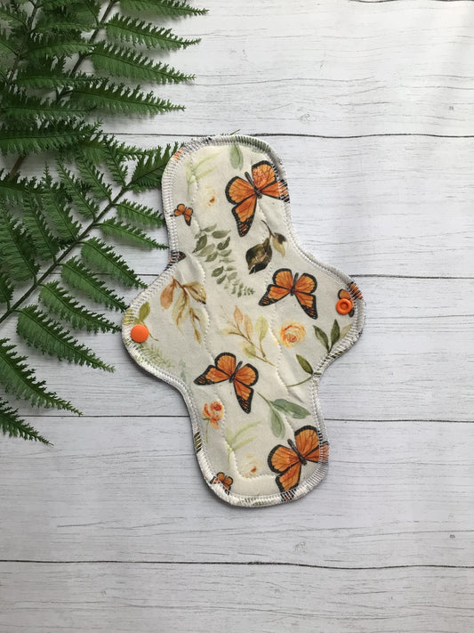 Organic cotton cloth pads (made to order) Monarch Pearl *Wrap wing pad shape