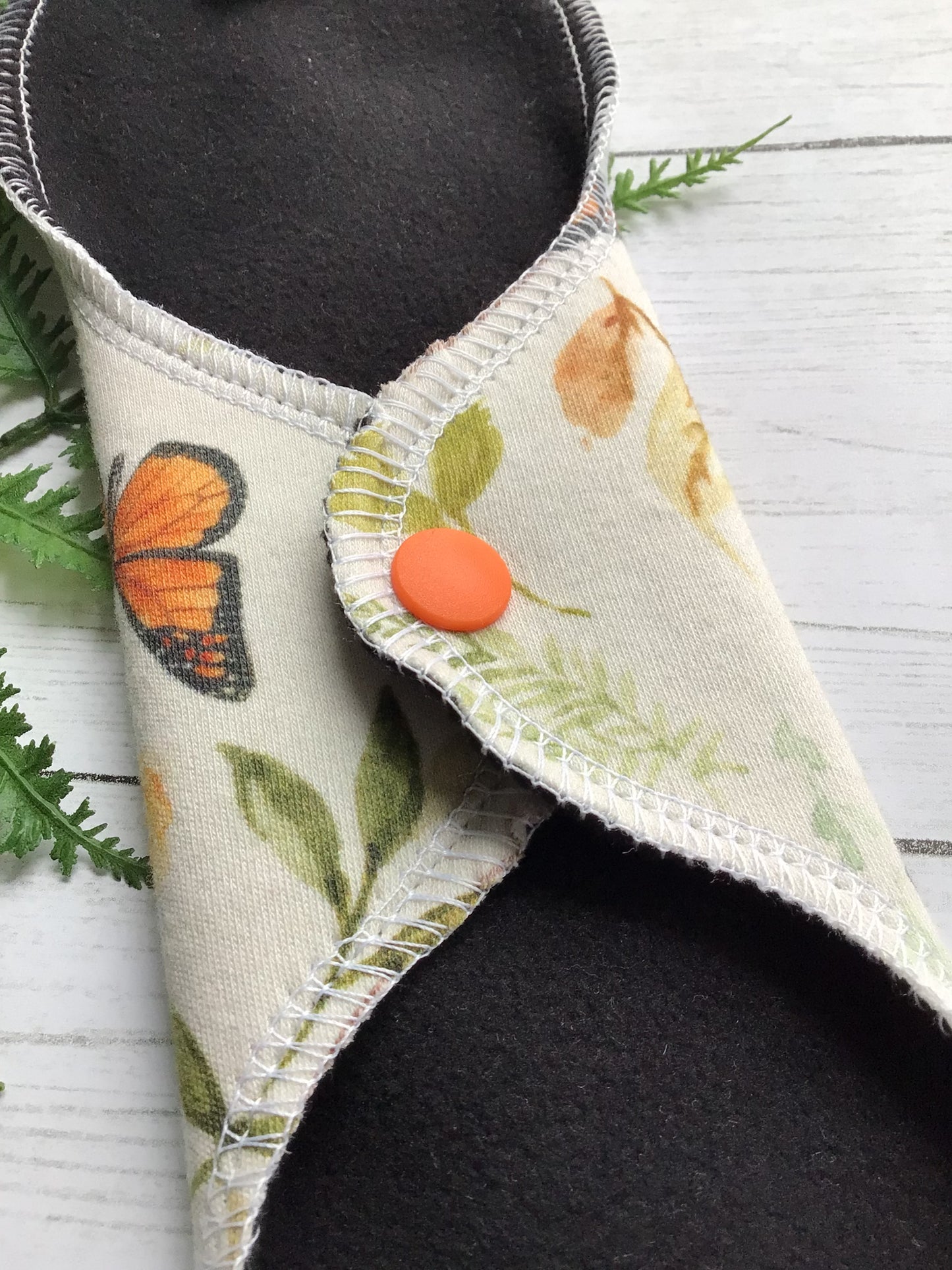 Organic cotton cloth pads (made to order) Monarch Pearl *Wrap wing pad shape