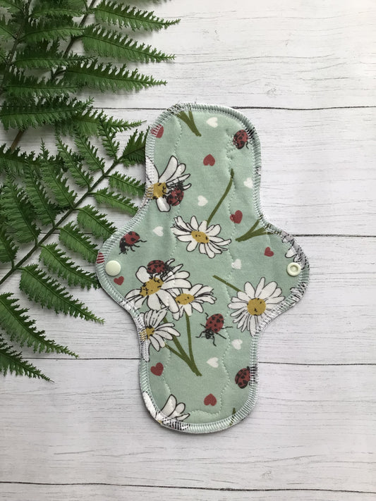 Organic cotton cloth pads (made to order) Ladybug blooms *Wrap wing pad shape