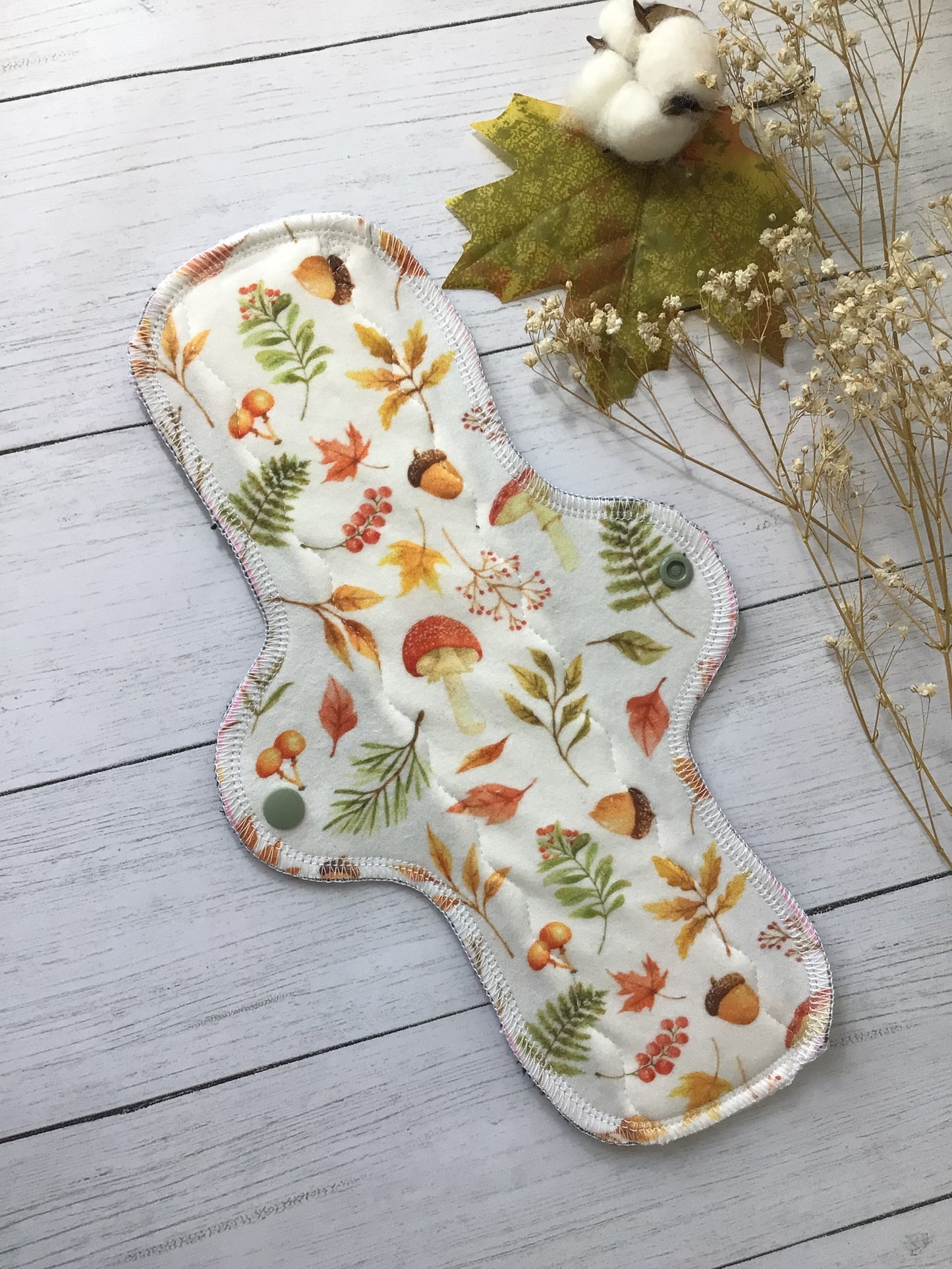 Organic Fall Foliage cotton interlock cloth pads (made to order) *Wrap wing pad shape