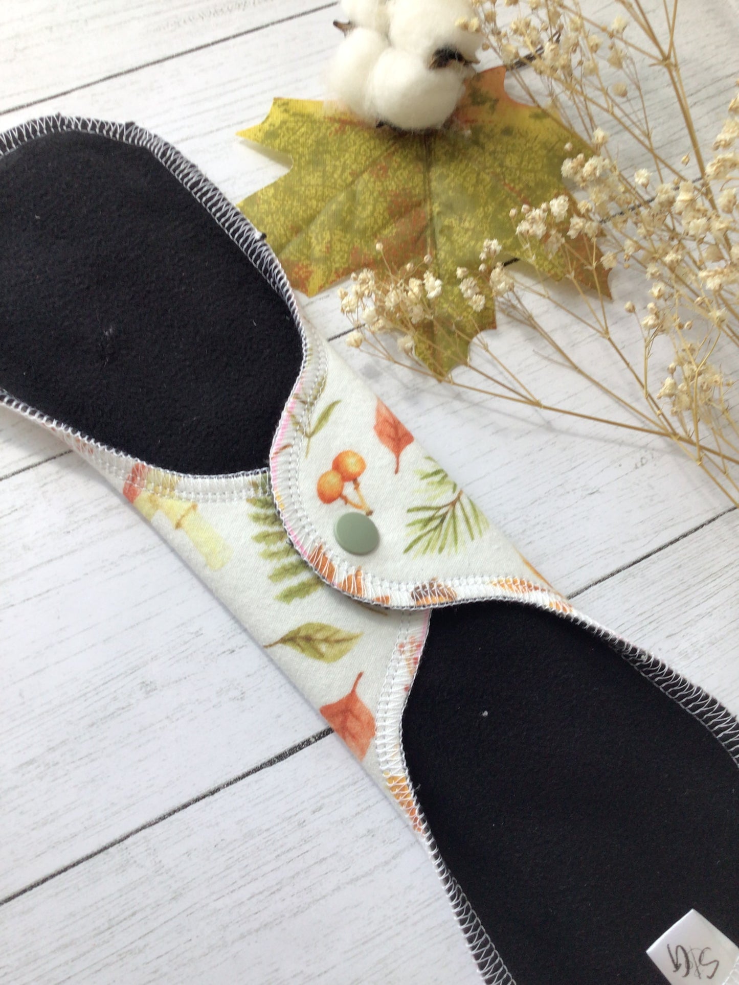 Organic Fall Foliage cotton interlock cloth pads (made to order) *Wrap wing pad shape