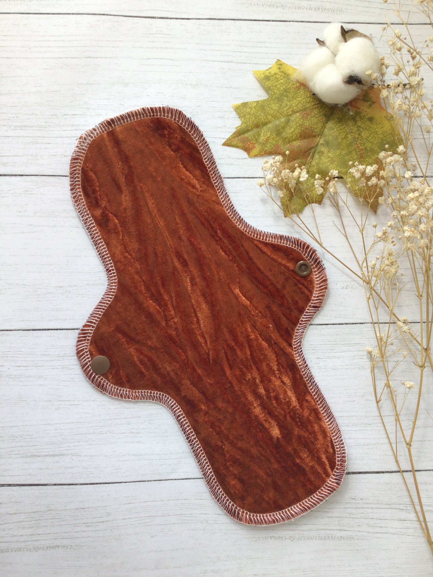 Fall Burnt orange crushed velvet cloth pads (Wrap wing) (Made to order)