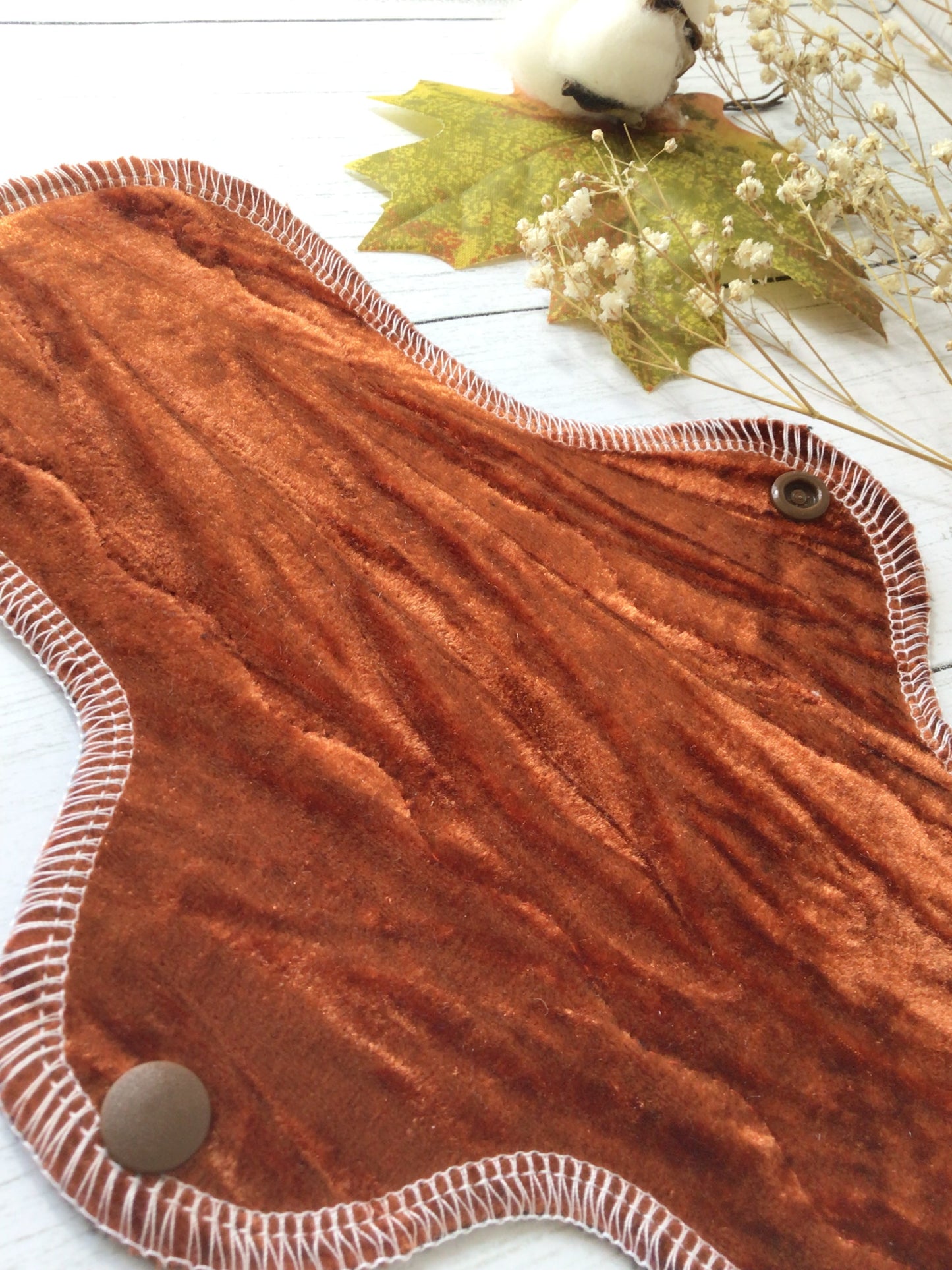 Fall Burnt orange crushed velvet cloth pads (Wrap wing) (Made to order)