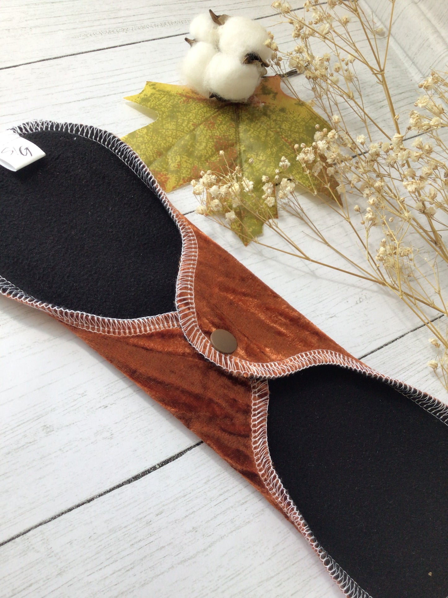 Fall Burnt orange crushed velvet cloth pads (Wrap wing) (Made to order)