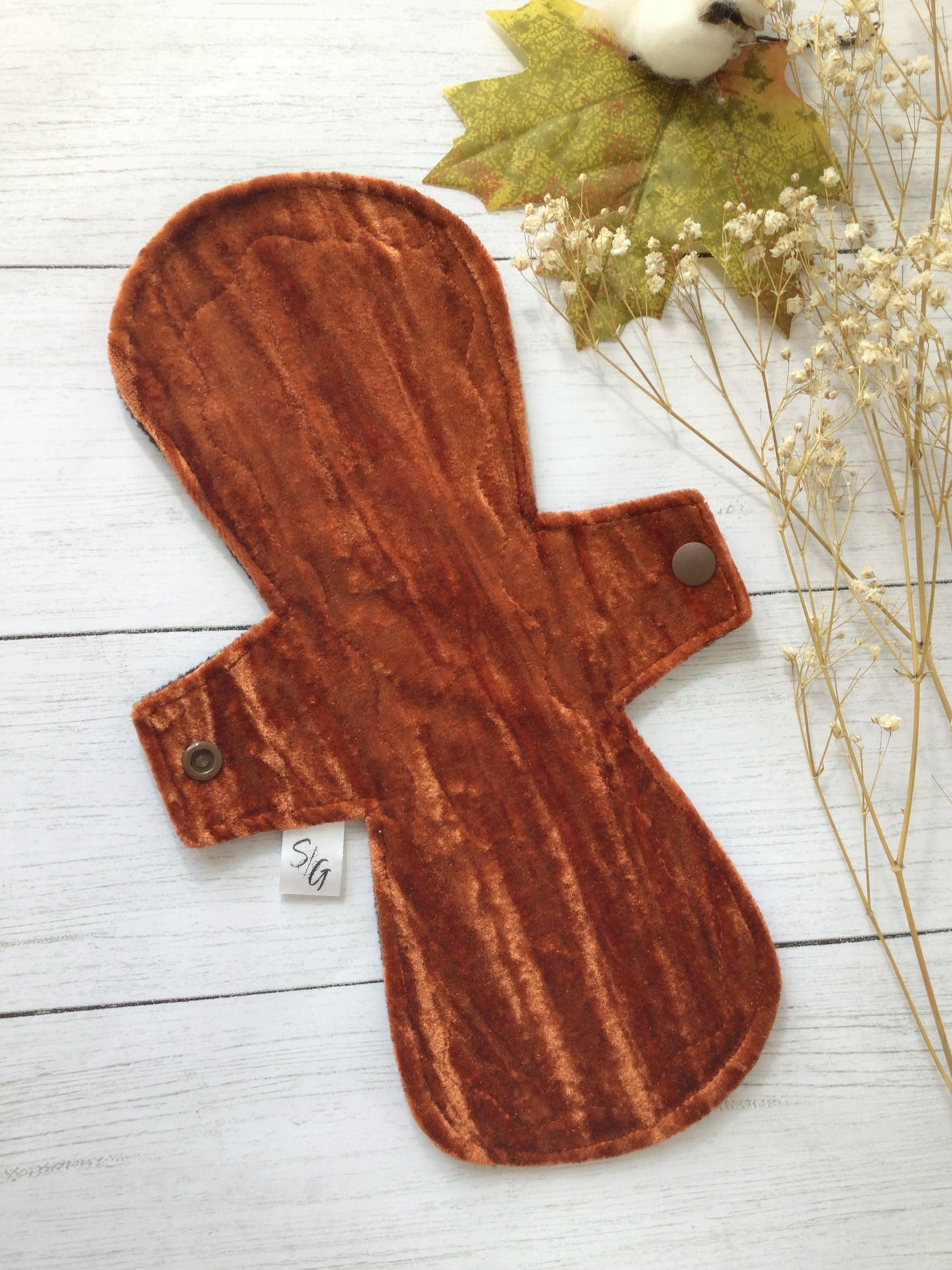 Fall Burnt orange crushed velvet cloth pads (Round) (Made to order)