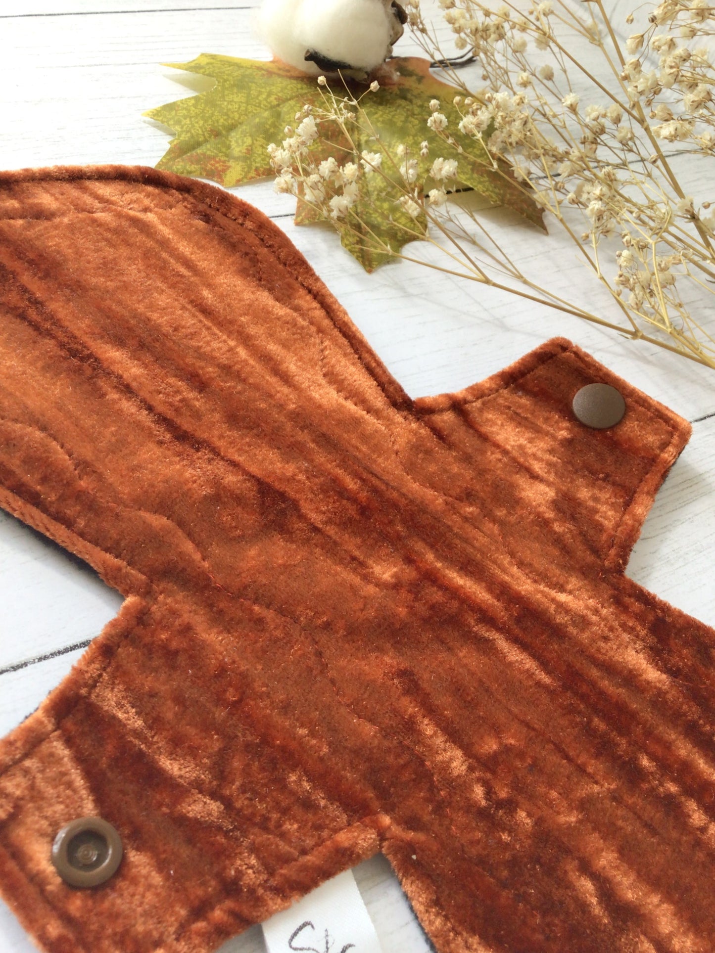 Fall Burnt orange crushed velvet cloth pads (Round) (Made to order)