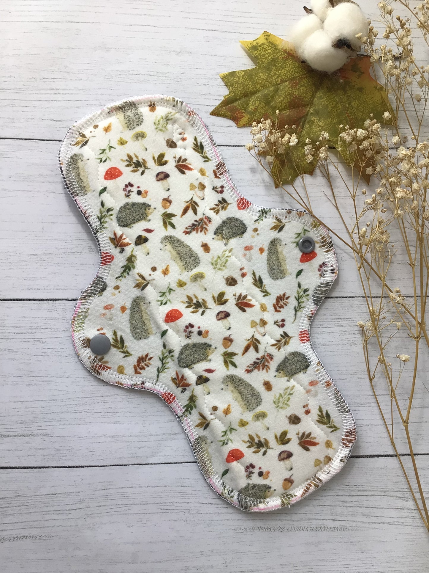 Organic Fall Hedgehogs cotton interlock cloth pads (made to order) *Wrap wing pad shape