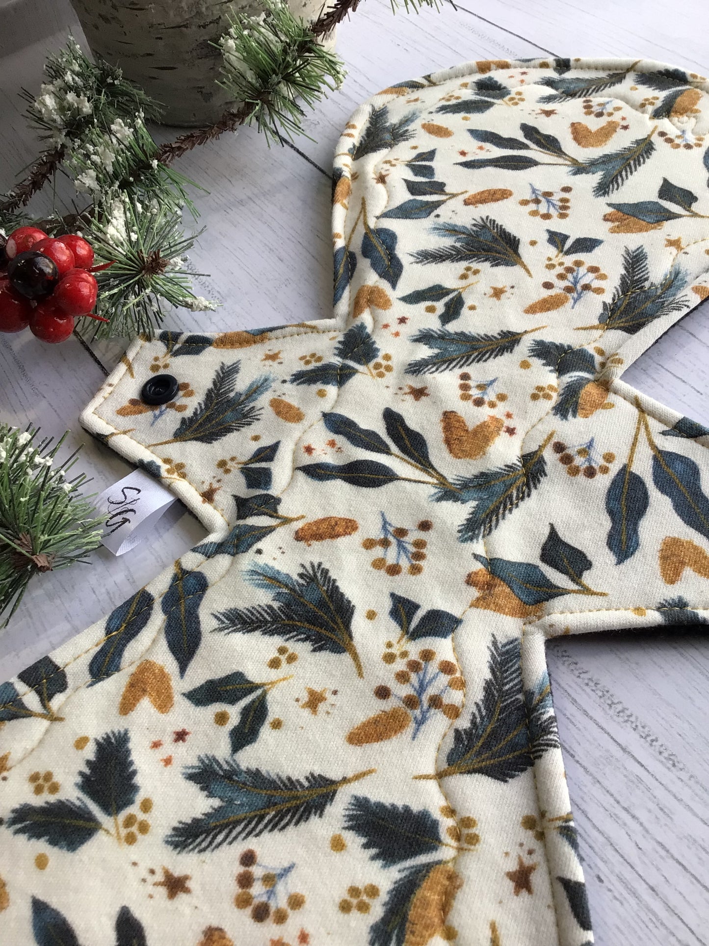 Winter mistletoe sprigs Organic cotton cloth pads (made to order)