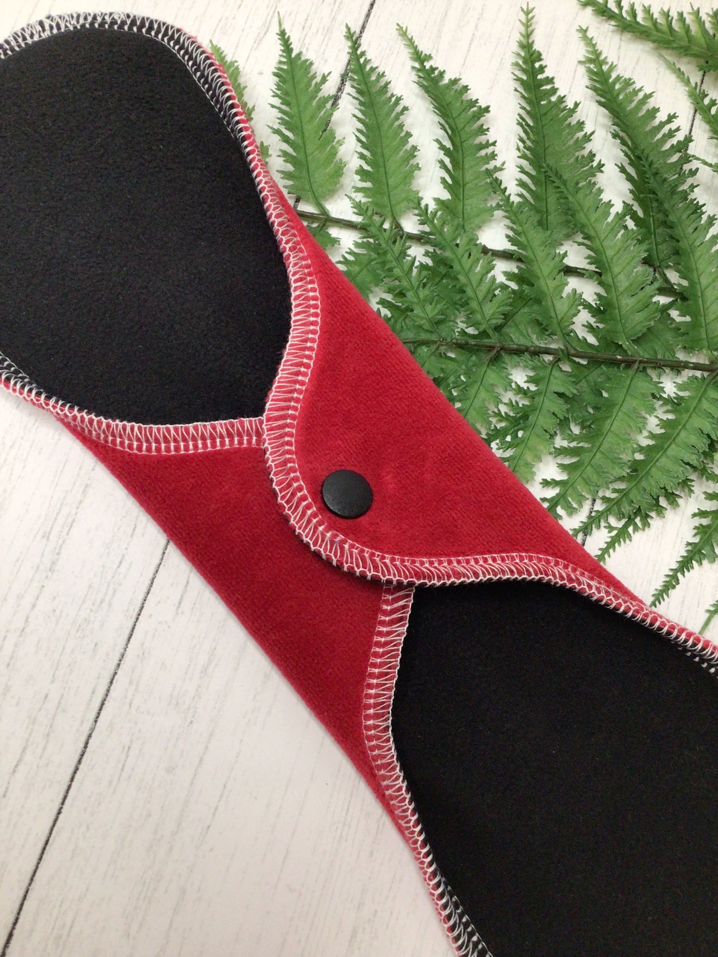 Red Organic cotton velour wrap wing cloth pads (made to order)