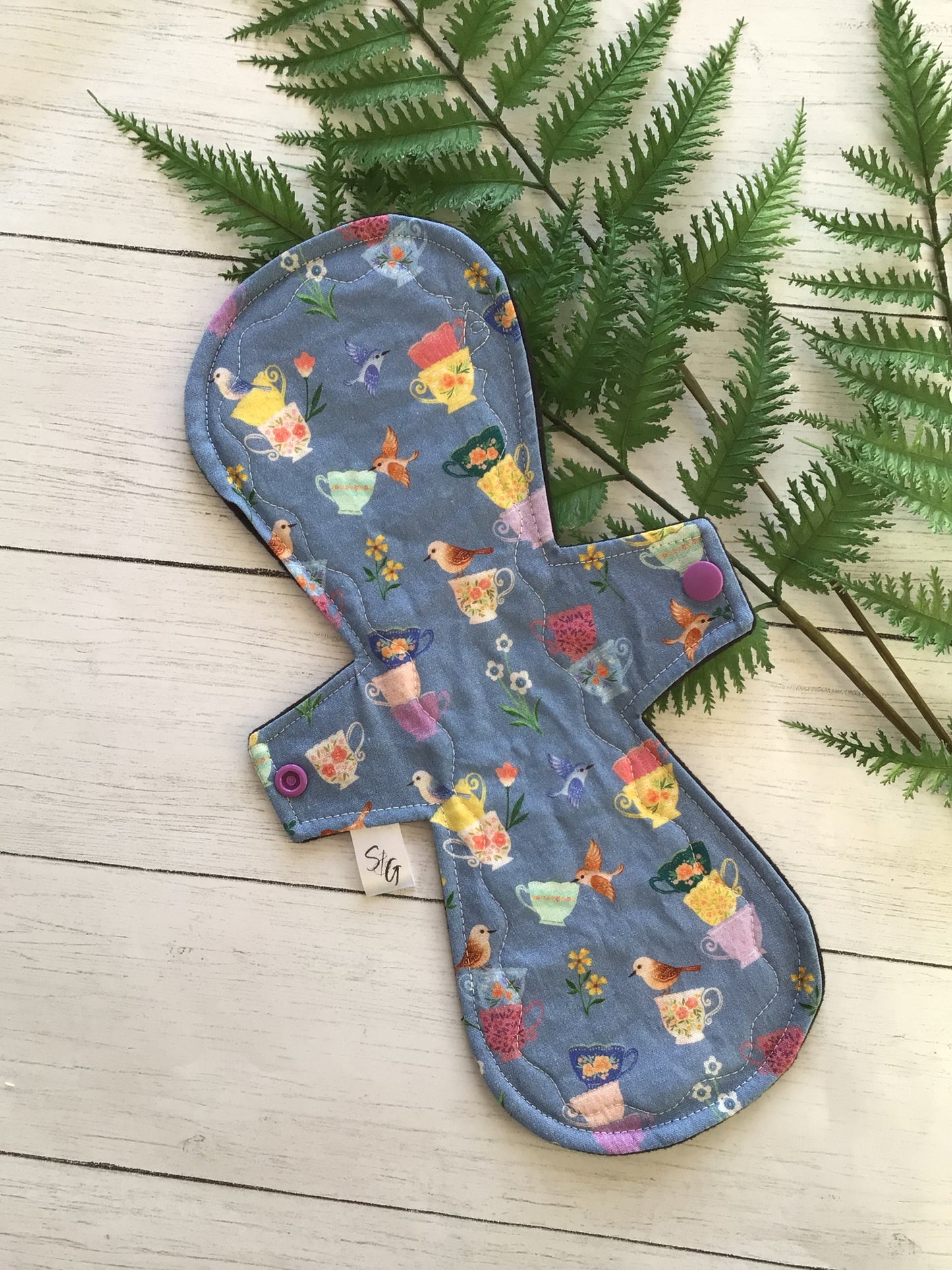 Teatime Birdies cotton print cloth pads (Made to order)