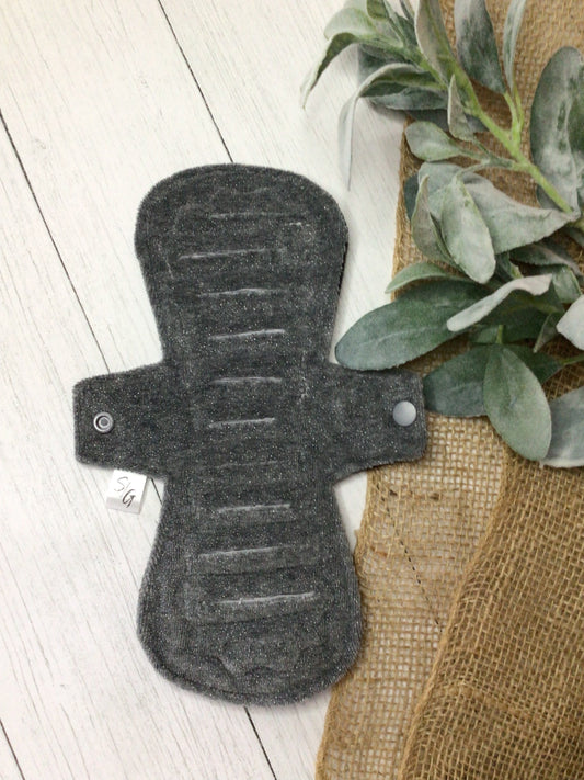 Gray sparkle cotton velour gusher pad (made to order)