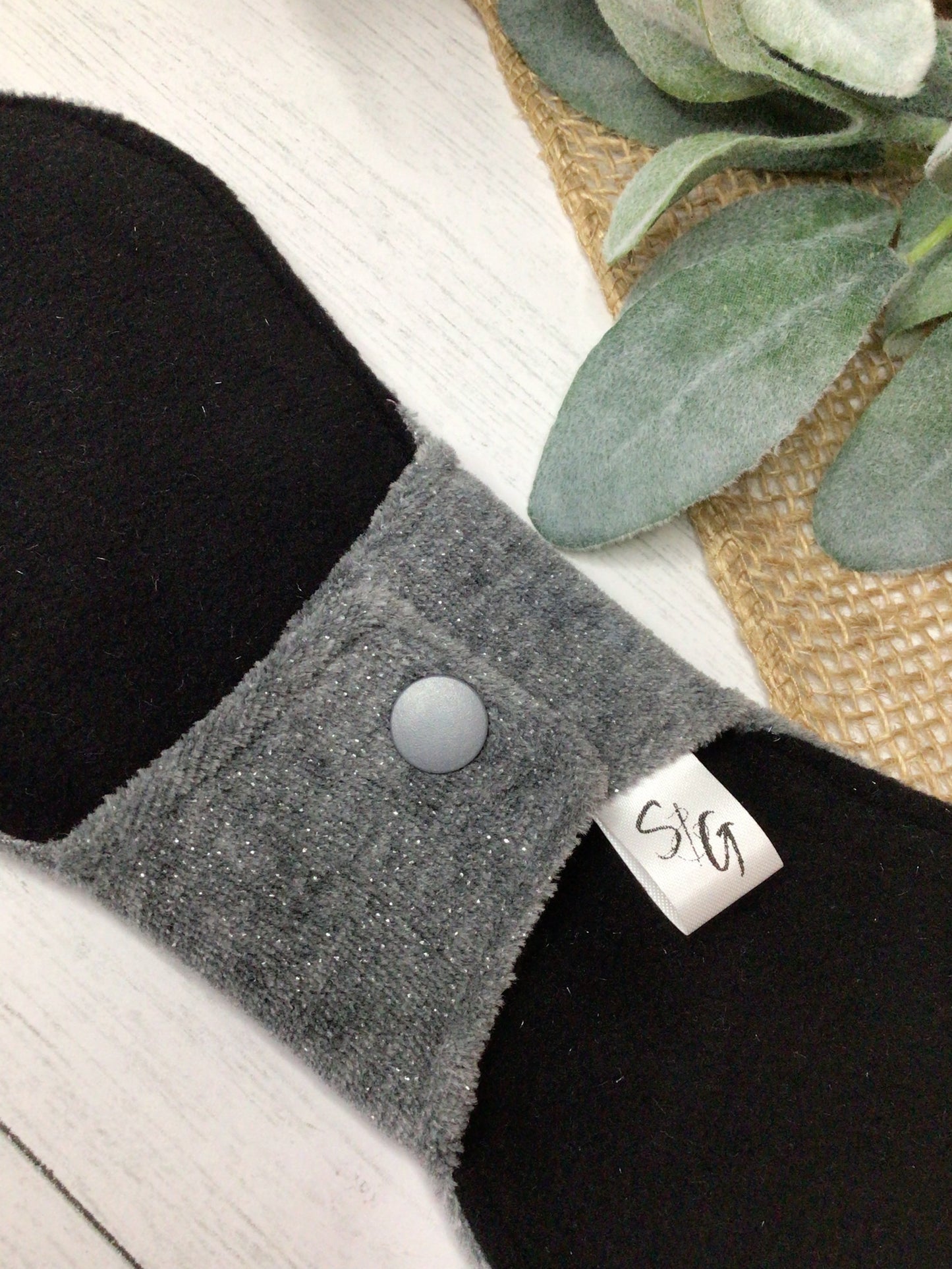 Gray sparkle cotton velour gusher pad (made to order)