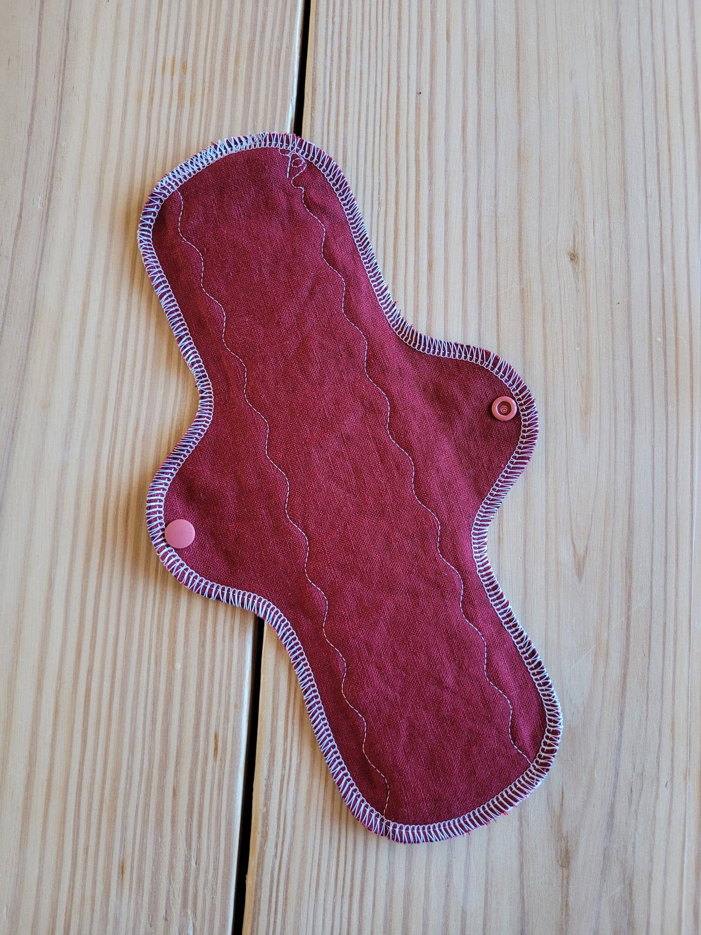 Ripe Tomatoe Red Linen (Serged edge wrap wing style) reusable cloth pads -customized- made to order