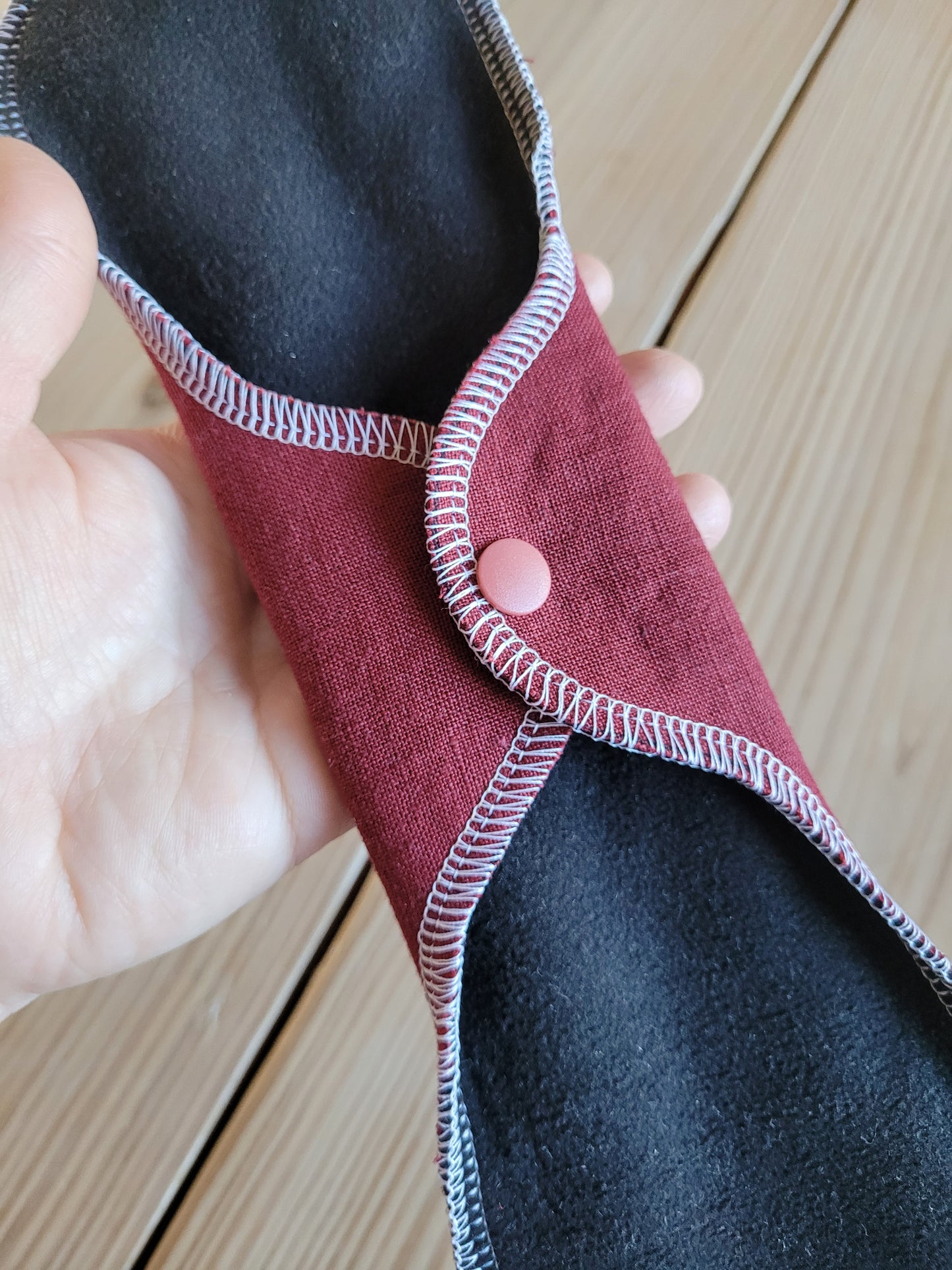 Ripe Tomatoe Red Linen (Serged edge wrap wing style) reusable cloth pads -customized- made to order