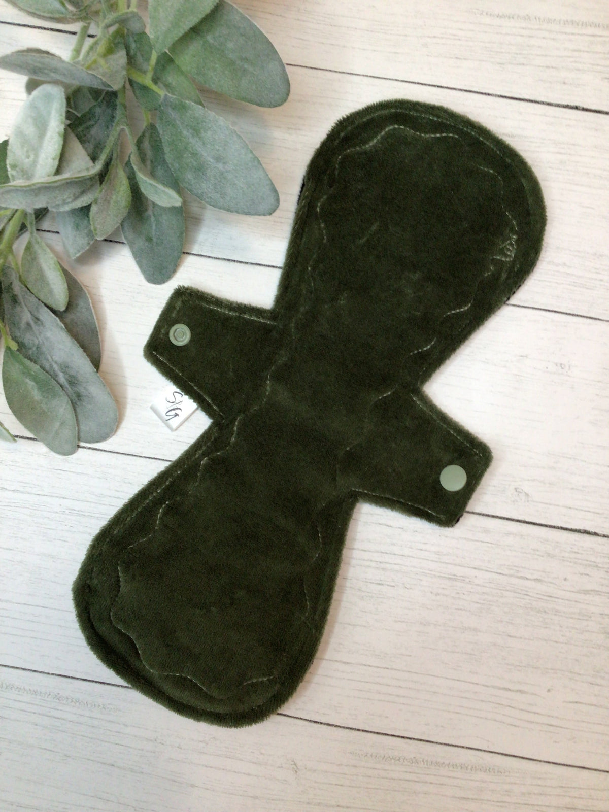 Olive green cotton velour cloth pads (made to order)