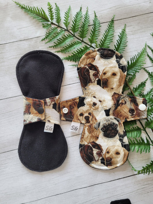 Dogs cotton print cloth pads (made to order, custom options)