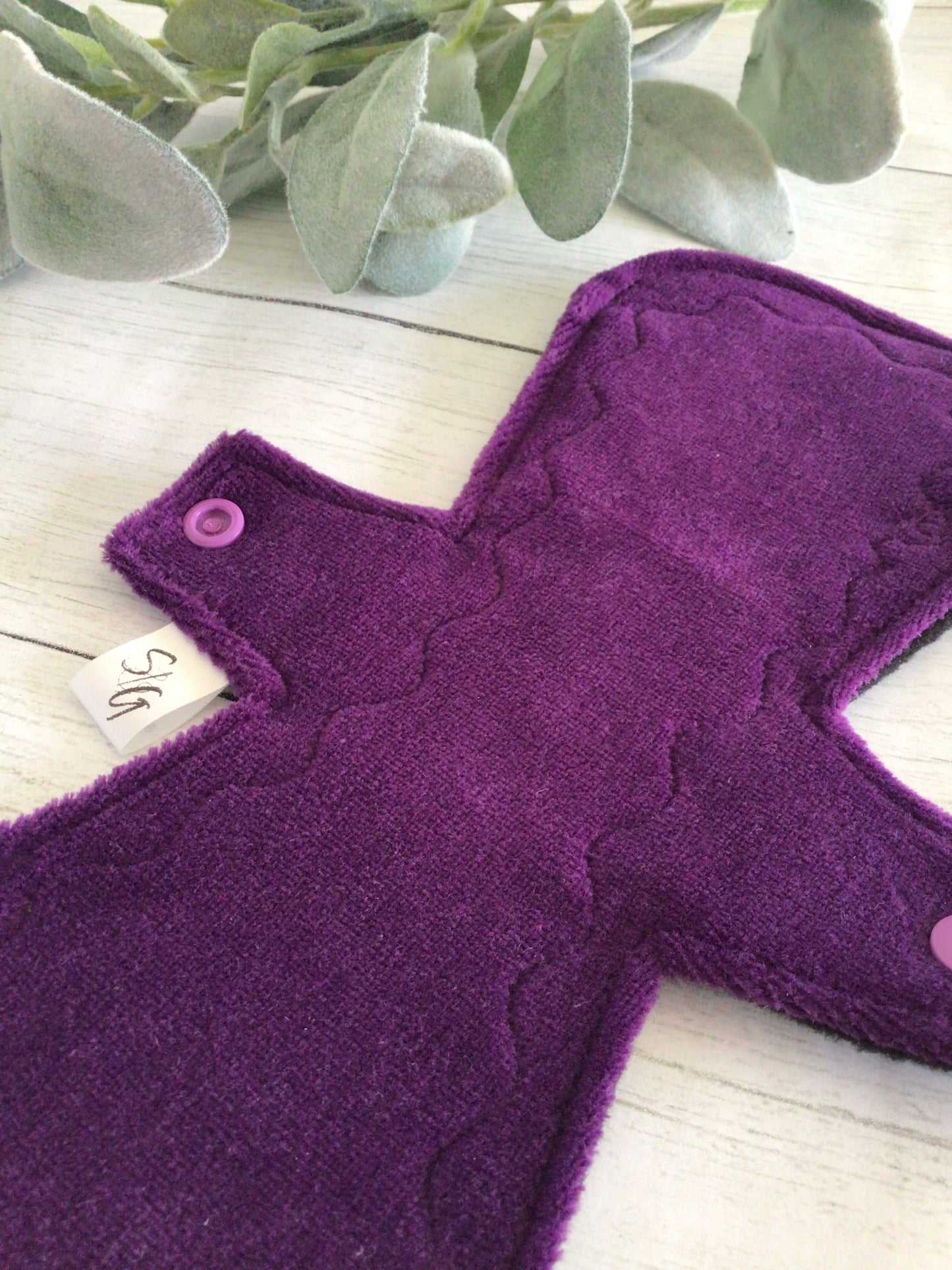 Petunia purple cotton velour cloth pads (made to order)