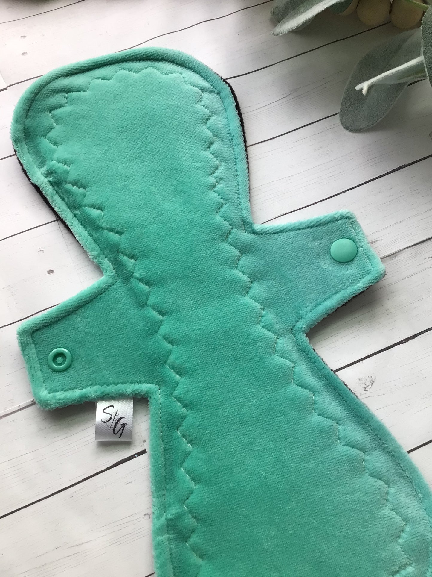 Mermaid green cotton velour cloth pads (made to order)