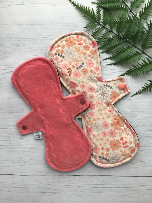 Organic pink cloth pad set. 12” overnight & 10” heavy