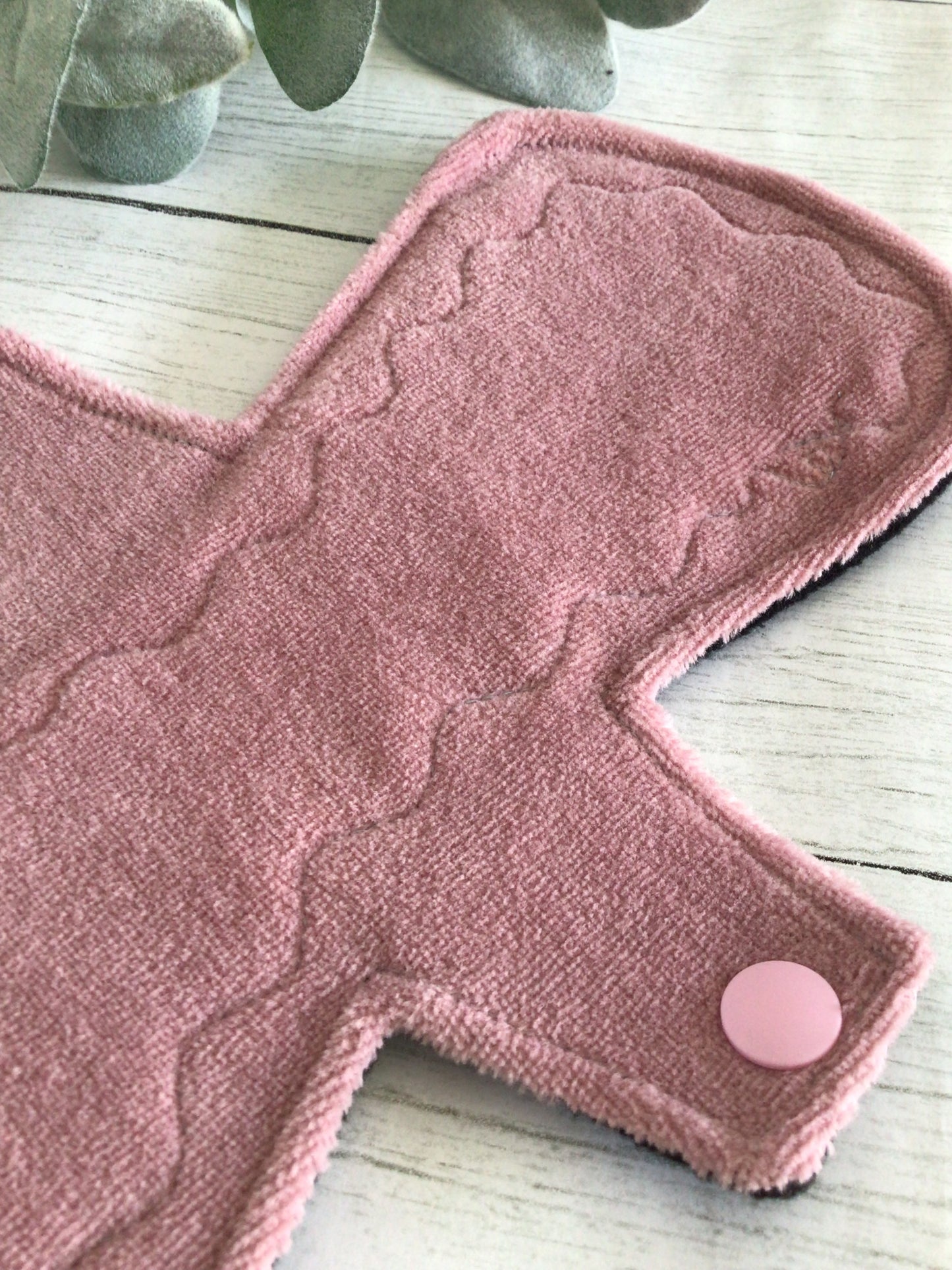 Dusty rose cotton velour cloth pads (made to order)