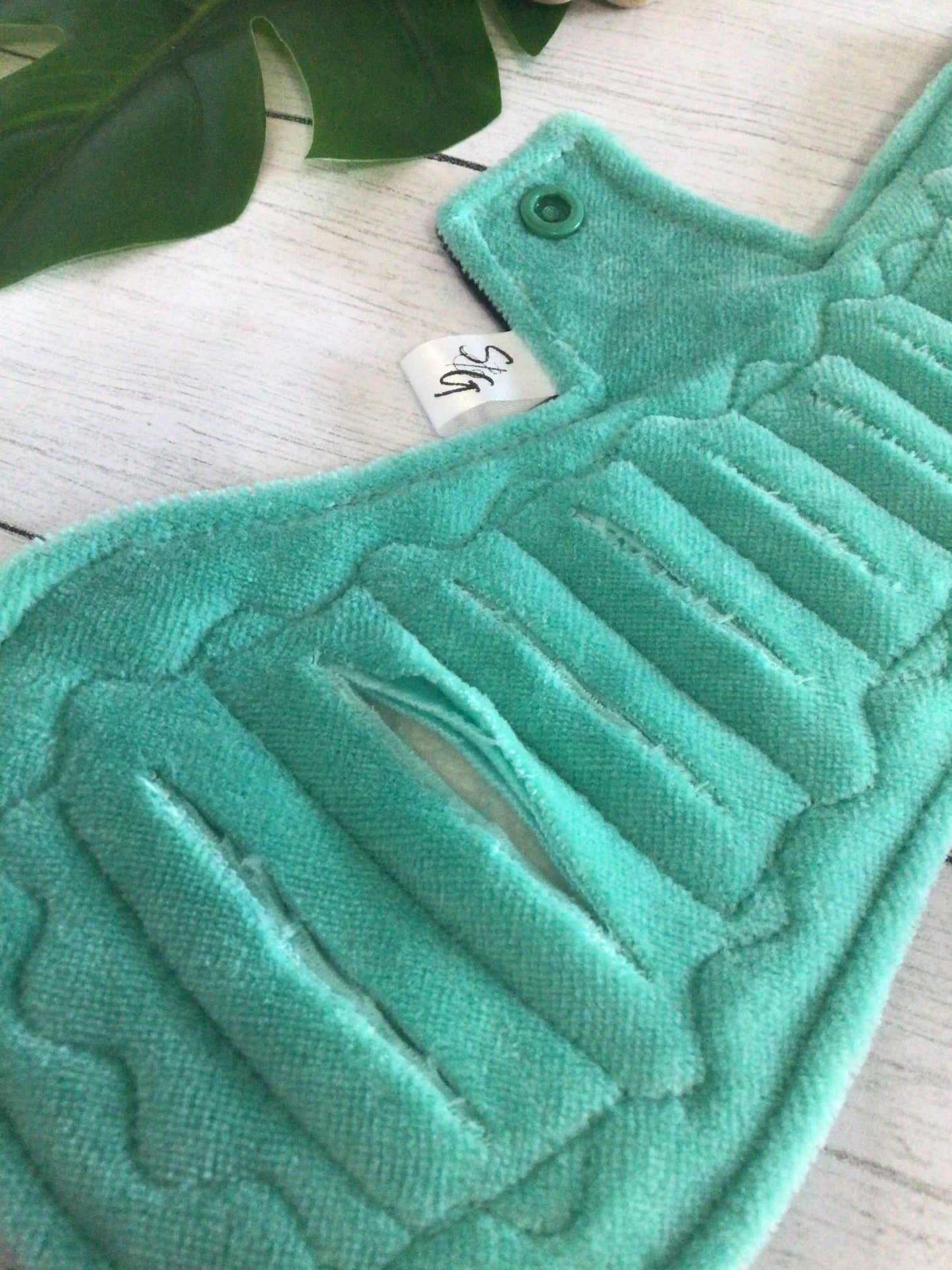 Mermaid green cotton velour gusher pad (made to order)